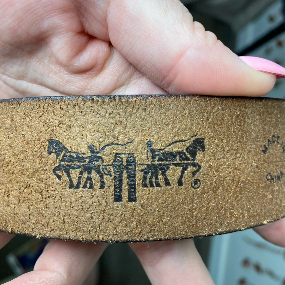 Levi's Brown Leather Belt with Silver Buckle